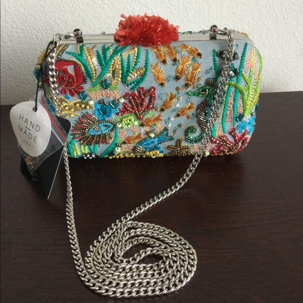 SOLD! NWT Zara Hand Made Embellished Clutch Box MINAUDIÈRE Bag - Picture 5 of 17